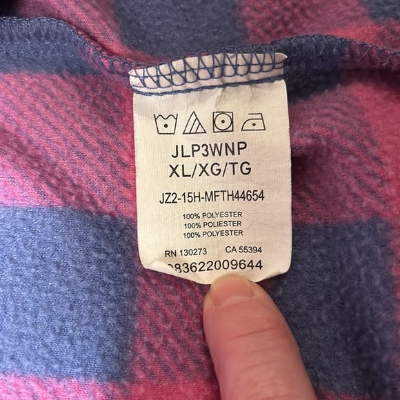 Riders By Lee Plaid Flannel Pink Blue Button up Fleece Size XL - Picture 7 of 10